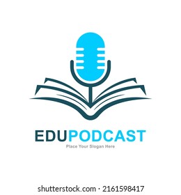 Podcast book logo design vector. Suitable for business, education and information