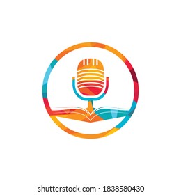 Podcast Buch Vektorlogo Design. Bildungspodcast Logo-Konzept. 