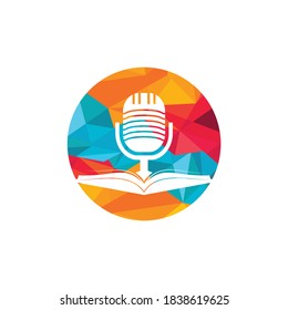 Podcast book vector logo design. Education podcast logo concept. 