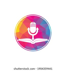 Diseño del logotipo vectorial del libro de podcast. Concepto del logo del podcast sobre educación.