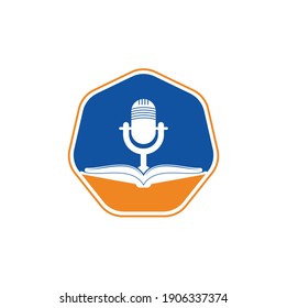 Podcast book vector logo design. Education podcast logo concept.