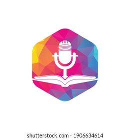 Podcast book vector logo design. Education podcast logo concept.