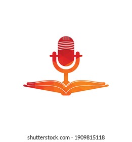 Podcast book vector logo design. Education podcast logo concept.