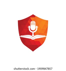 Podcast book vector logo design. Education podcast logo concept.