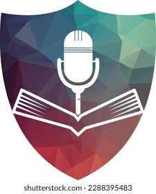 Podcast book vector logo design. Education podcast logo concept.