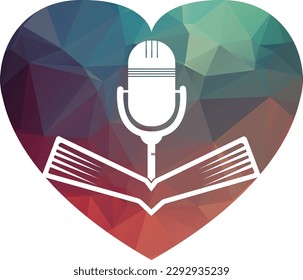 Podcast book vector logo design. Education podcast logo concept.
