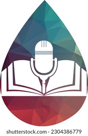 Podcast book vector logo design. Education podcast logo concept.