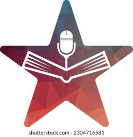 Podcast book vector logo design. Education podcast logo concept.