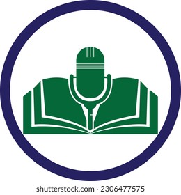 Diseño del logotipo vectorial del libro de podcast. Concepto del logo del podcast de educación.	
