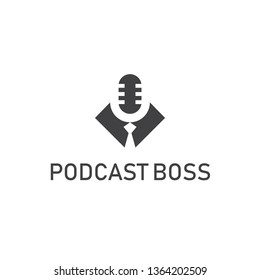 Podcast boss icon logo vector isolated