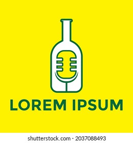 Podcast bottle logo in vector illustration, you are podcaster with drinking hobby, use this logo