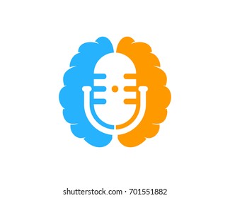 Podcast Brain Icon Logo Design Element
