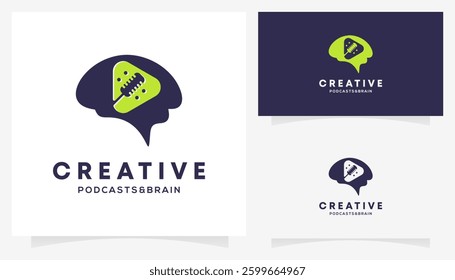 Podcast and Brain Logic logo design ideas. Creative vector illustration based icon template.	