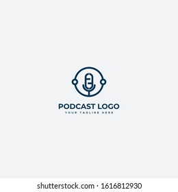 podcast and broadcast with letter E logo design