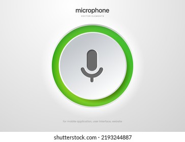 Podcast, Broadcast, Webcast Icon. Voicemail Sign. Voice Chat Icon. Recording Symbol. Mute Icon. 3D Phone Microphone Icon For UI UX, Mobile App, Presentations With Soft UI, Push Button.