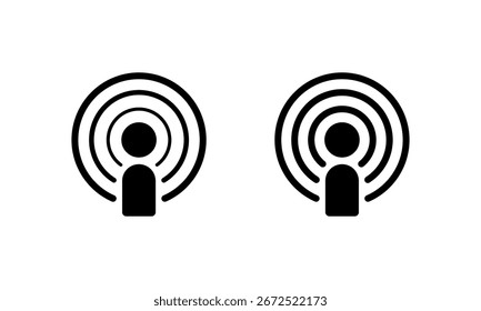 Icono de podcast y transmisión. Símbolo de transmisión de audio