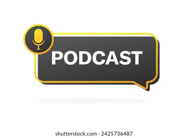 Podcast bubble icon. Podcast microphone icon. Flat style. Vector icon