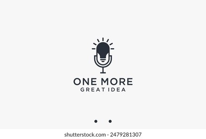 podcast with bulb logo design vector silhouette illustration