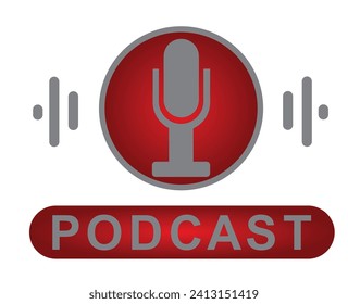 Icono del botón Podcast. ilustración vectorial