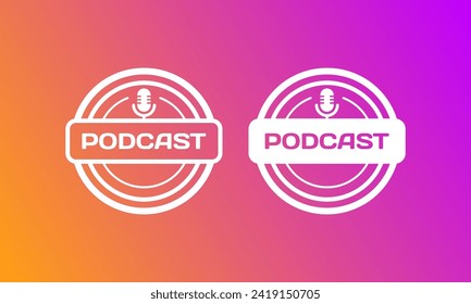 Podcast button icons. Podcast microphone. Flat style. Vector icons