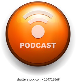 Podcast button. Vector illustration.