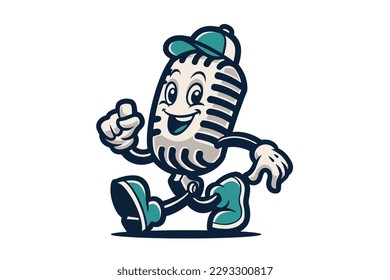 Podcast cartoon character mascot logo illustration vector