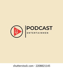 Podcast Channel or Radio Logo design using Microphone and Play button icon