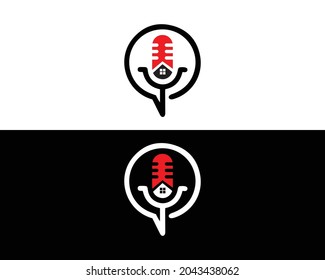 Podcast And Chat Logo Icon Design Vector Template.