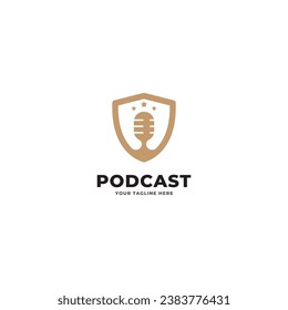 Podcast chat logo template in art style