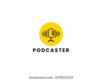 Podcast chat logo template with line art style