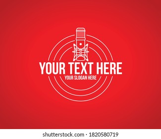 podcast circle badge logo vector