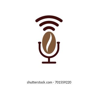 Podcast Coffee Icon Logo Design Element