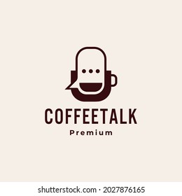 Podcast coffee talk logo vector icon illustration