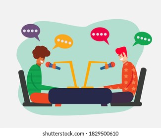 podcast collaboration concept vector illustration in flat style