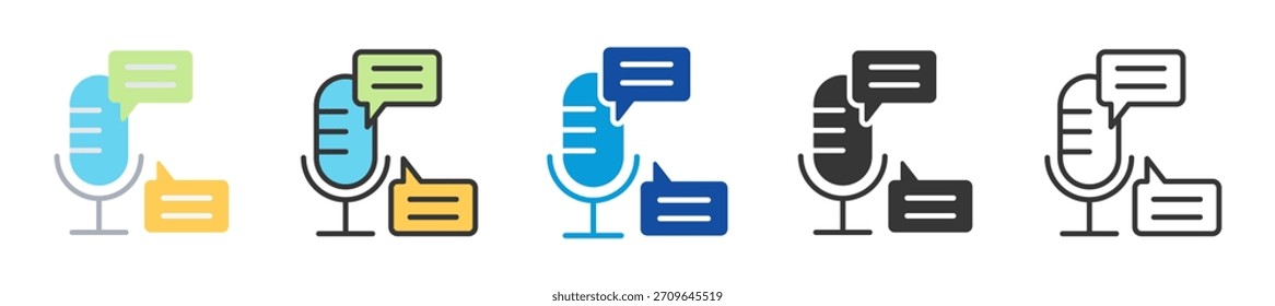 Conjunto de iconos de comentarios de podcast Estilo múltiple Varias colecciones