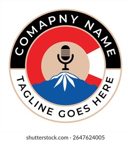 Podcast Company Logo with Colorado Flag Inspiration and Mountain Iconography Creative Design for Media Brand