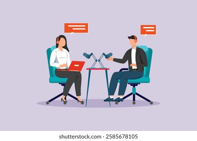 Podcast concept. Colored flat vector illustration isolated.