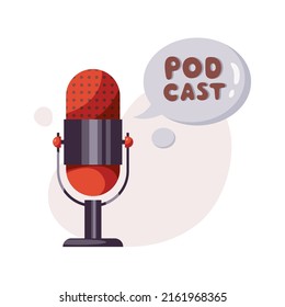 Podcast concept illustration. Microphone vector composition.  