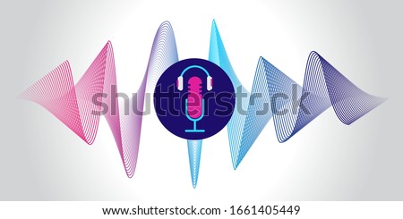 Podcast concept illustration. Music, webinar, online training concept vector illustration