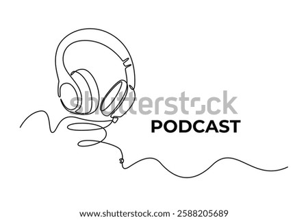 Podcast concept. Single line draw design vector graphic illustration.