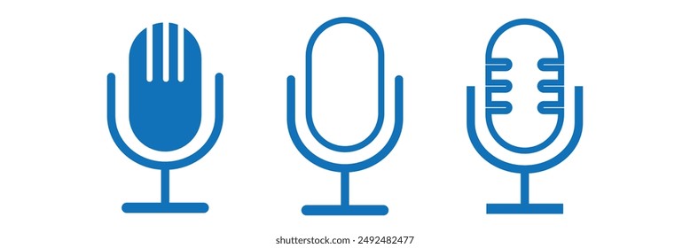 Podcast concept vector icon set. Sound wave equalizer symbol. Microphone, voice, recording logo. Microphone icon. Eps 10.
