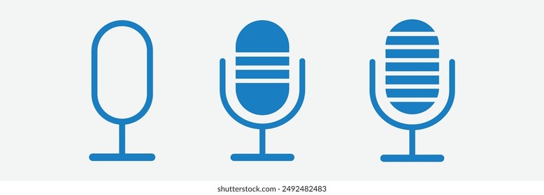 Conjunto de iconos de Vector de concepto de podcast. Símbolo ecualizador de onda de sonido. Micrófono, voz, logo de grabación. Icono de micrófono. Eps 10.