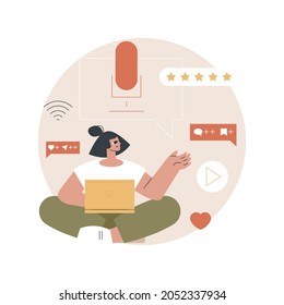 Podcast content abstract concept vector illustration. Branded podcast creation, engaging marketing content production, promotion strategy, monetization, social media planner abstract metaphor.
