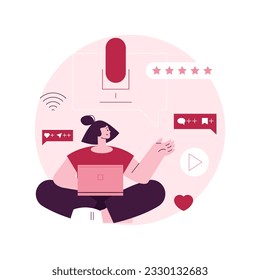 Podcast content abstract concept vector illustration. Branded podcast creation, engaging marketing content production, promotion strategy, monetization, social media planner abstract metaphor.