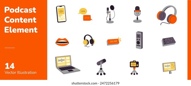 Podcast y elemento de visualización de contenido
