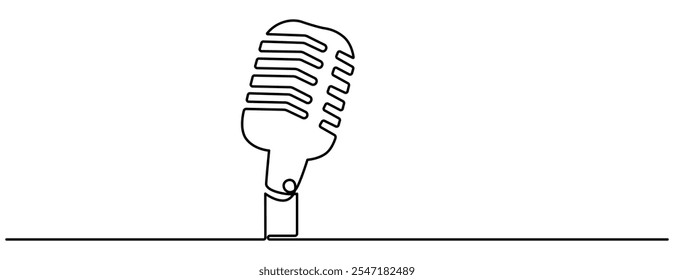 Podcast. Icono de logotipo de micrófono retro, tatuaje, concepto de Ilustración vectorial, icono de Doodle de micrófono. Vector dibujado a mano del símbolo, diseño minimalista del dibujo de una línea 
