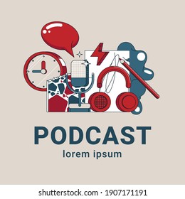 Podcast Cover Art Design. Vector Background