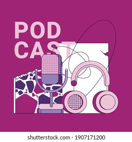 Podcast Cover Art Design. Vector Background