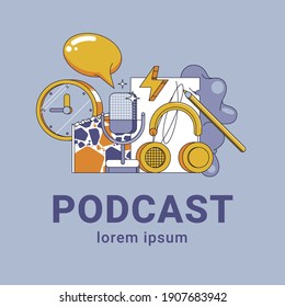 Podcast Cover Art Design. Vector Background