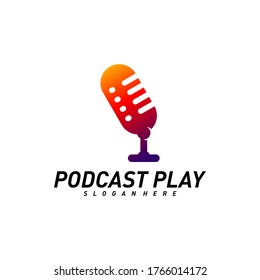 Concepto vectorial del logo de diseño creativo de podcast. Reproducir plantilla de logotipo de podcast. Símbolo de icono